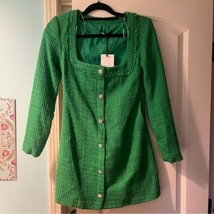 green tweed zara mini dress